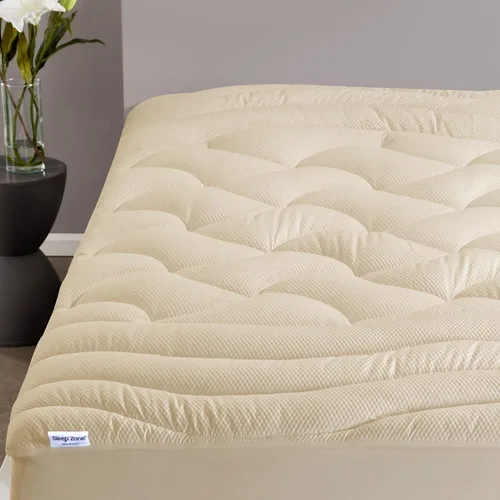 Vista 17 de SLEEP ZONE - Cubrecolchón refrescante, funda de colchón fresca, protector acolchado con zonas, transpirable y lavable, bolsillo profundo de 8-21