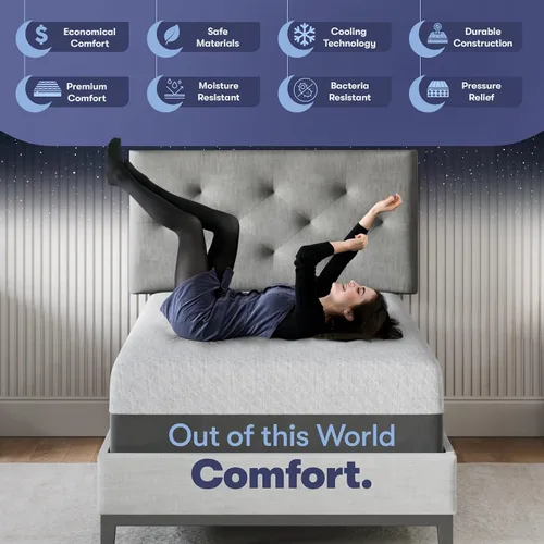 Vista 3 de Celestial Sleep Colchón de espuma viscoelástica con gel en caja, fabricado en EE. UU., espuma certificada CertiPUR-US®, certificación Oeko-Tex