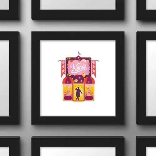 Vista 2 de Trends International Gallery Pops Wonka Movie - Póster de pared de Candy Store, 12.00 x 12.00 pulgadas, versión de marco negro