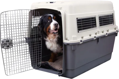 Vista 15 de SportPet Designs Perreras de plástico, Jaulas de viaje para perro, de plástico con ruedas, aprobadas para aerolínea, con puerta de alambre