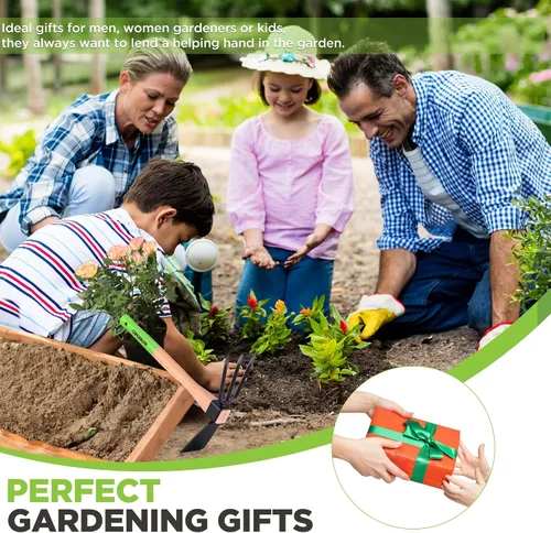 Vista 8 de WORKPRO Azada y Cultivador Rastrillo de Jardín con Mango de Madera de 14", Hoja de Azada Afilada y Cultivador Resistente de 3 Garras, Herramientas
