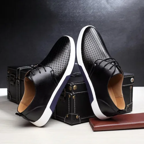 Vista 7 de BSROT Zapatos Oxford casuales para hombre, zapatos de vestir con cordones, cómodos zapatos deportivos de moda