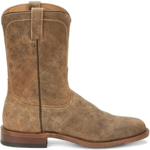 Vista 2 de Tony Lama Monterey Desert Roper Botas de cuero de cabra occidental punta redonda para hombre - Ep3550