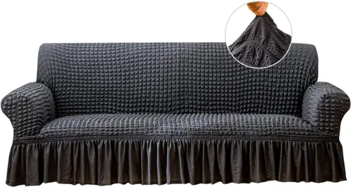 Vista 21 de Qubjus Funda Elástica para Sofá Fundas para Sofá Lavables Funda para Sofá Sillón Cama Protector de Muebles de Fácil Ajuste con Parte Inferior Beige