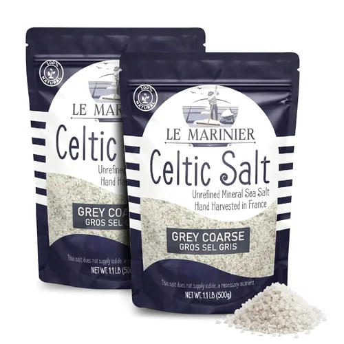 Vista 11 de Le Marinier Sal marina céltica orgánica gris gruesa, 1.1 lb - 18 oz. Sal marina francesa 100% natural y sin refinar rica en minerales orgánica. Sal
