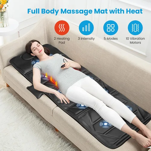 Vista 10 de CooCoCo - Alfombrilla de masaje de cuerpo completo con calor, 4 zonas seleccionables para cama o sofá