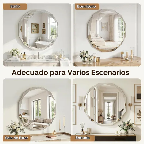 Vista 7 de Suidia Espejo de baño, espejo de pared de 20 x 20 pulgadas, espejo de baño sin marco con borde biselado para dormitorio, sala de estar, entrada