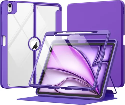 Vista 16 de MoKo Funda para iPad Air de 11 pulgadas 7ª/6ª generación M3/M2 2025/2024, iPad Air 5ª/4ª generación de 10.9 pulgadas 2022/2020 con soporte