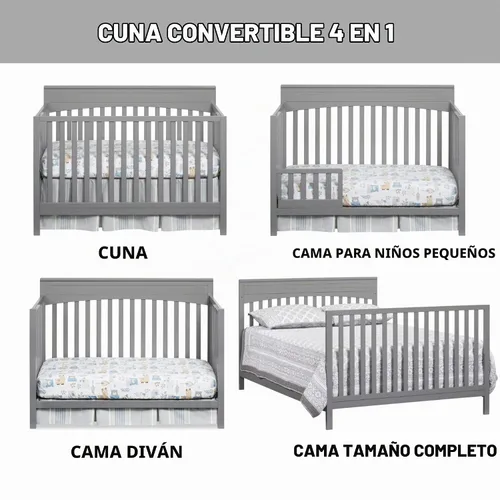 Vista 5 de Oxford Baby Harper - Cuna convertible 4 en 1, gris paloma, certificado GreenGuard Gold Gris (Dove Gray)