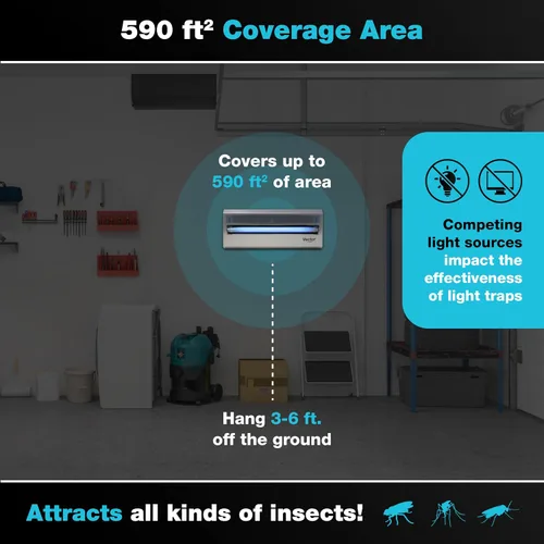Vista 6 de Catchmaster Vector 15 Silver, trampas de luz UV para interiores para el hogar, trampas de mosquitos para el interior de la casa, lámpara UV