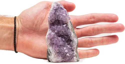 Vista 2 de Geoda de cristal de amatista de 0.5 a 1 libra de Uruguay – 2.5" a 4" de altura, piedra natural de racimo de amatista grande – cristales y piedras