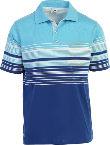 Vista 21 de Gioberti Polo de contraste de rayas dobles para hombre con bolsillo - tinte de hilo 9328b - Gris Con Logo Delfín