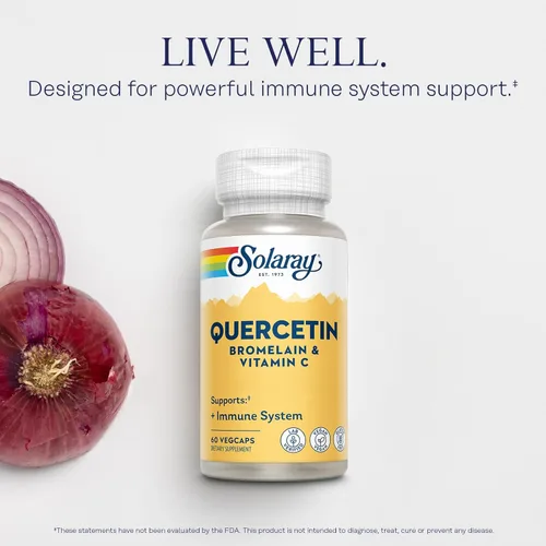 Vista 3 de SOLARAY Quercetina con Bromelina y Vitamina C - Suplemento de Apoyo Inmunológico - Complejo Antioxidante y para la Salud del Corazón con Quercetina