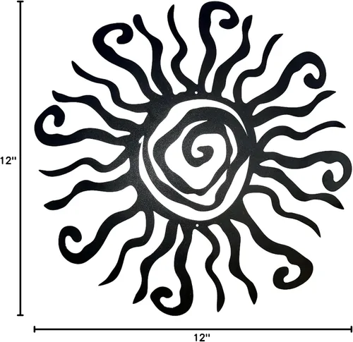 Vista 8 de Wacky Sun Arte de Pared de Metal para Interiores/Exteriores - Escultura de Pared Negra de 12" a Prueba de Óxido - Hecho en EE.UU. - Ideal para Negro