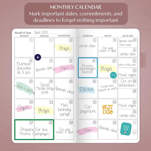 Vista 4 de Legend Planner Pocket - Pequeño diario mensual y semanal sin fecha y calendario para productividad, mini planificador organizador de vida perfecto