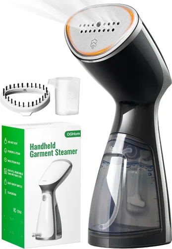 Vista 10 de OGHom Vaporizador para ropa, removedor de arrugas portátil de mano, vaporizador de tela de 1000 W, vapor penetrante fuerte, para el hogar, oficina