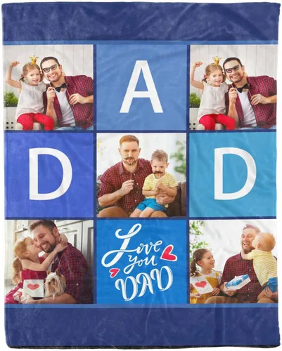Vista 32 de D-Story Mantas para papá, manta de regalo personalizada de hija, manta para el Día del Padre, regalos para papá de parte de la hija, manta con fotos