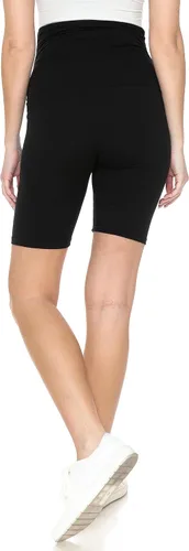 Vista 3 de Leggings Depot Pantalones cortos de maternidad con cintura lateral fruncida para mujer, pantalones cortos sobre el vientre