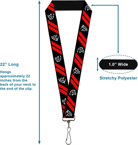 Vista 3 de Buckle-Down Lanyard Demon Dodge Rhombus Hellcat Iconos Negro Rojo Blanco, 22 "x 1" (LY-1.0-WRH013)