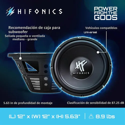 Vista 4 de Hifonics - Par de subwoofers de 12 pulgadas, 800 vatios máximo de 400 W