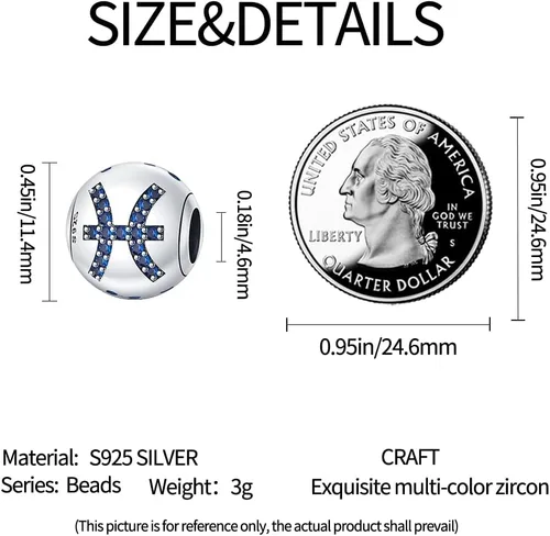 Vista 25 de Pandach 12 dijes de cumpleaños con signo del zodiaco de plata de ley 925 con piedra natal para mujer, pulsera, collar, pulsera, regalo para mujeres