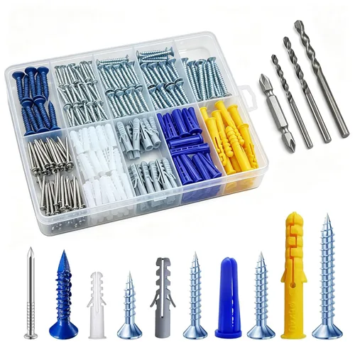 Vista 6 de Kit surtido de anclajes para paneles de yeso autoperforantes – 182 piezas para hormigón, paneles de yeso, anclajes de paneles de yeso y paneles