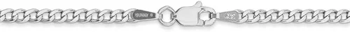 Vista 4 de Collar de cadena de eslabones cubanos de oro blanco de 14 quilates, con cierre seguro de mosquetón, Metal