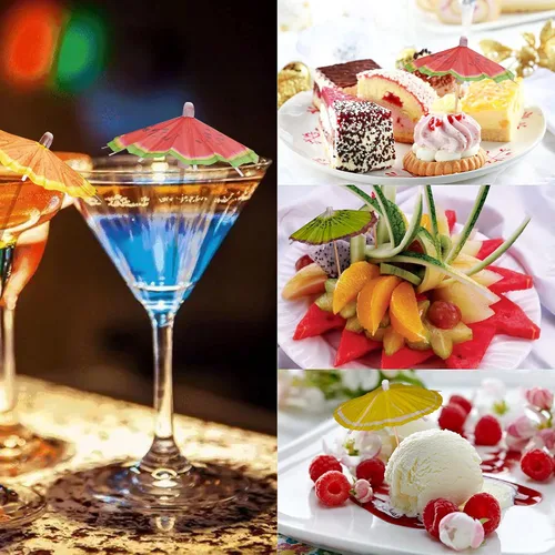 Vista 6 de 20 piezas de palillos de cóctel de papel para bebidas, pequeños paraguas, brochetas de Navidad, palillos de dientes elegantes para aperitivos