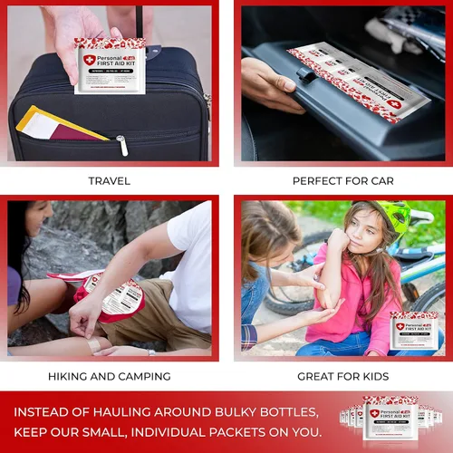 Vista 3 de Kit de primeros auxilios portátil de tamaño de viaje, perfecto para el hogar, oficina, automóvil, escuela, negocios, viajes, senderismo, universidad
