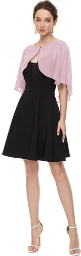 Vista 4 de Chales de gasa suave para cubrir el vestido de noche de boda para mujer Rosa polvoriento