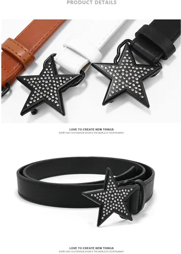Vista 5 de CYee Y2K - Cinturón de cuero con hebilla de estrella, accesorios para mujer, estilo punk, indie, con ojales, para mujer