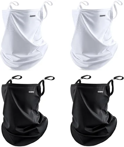 Vista 9 de OZERO Máscara facial para cuello, protección solar UV UPF 50+ para hombres Negro+Blanco