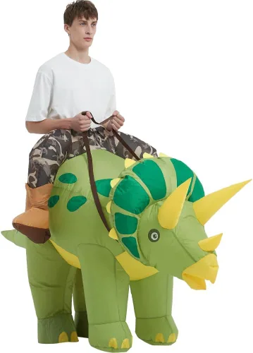 Vista 5 de Disfraces de dinosaurio para adultos, disfraz inflable para adultos, disfraz de triceratops inflable, disfraces de Halloween para hombres y mujeres