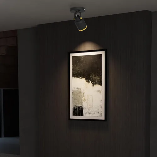 Vista 4 de Aisilan - Foco de techo LED regulable negro y dorado para interiores, ajustable, 180 grados, monopointo, luz blanca cálida, 3000 K, 7 W