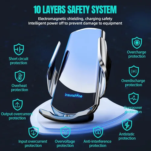Vista 7 de Cargador inalámbrico para automóvil, carga rápida de 15 W, sujeción automática de carga rápida, soporte de teléfono con detección, apto para iPhone