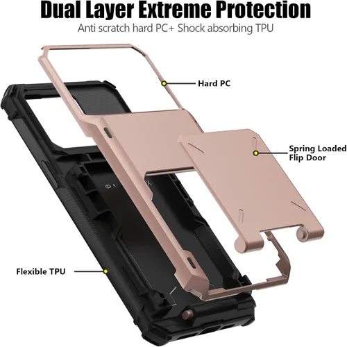 Vista 195 de Nvollnoe - Funda para iPhone 14 con tarjetero [tienda de 5 tarjetas] Negro - Almacenamiento más grande