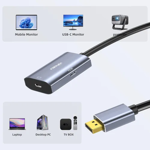 Vista 6 de Adaptador DisplayPort a USB C 8K a 30Hz 4K a 144Hz (requiere modo Alt DP)
