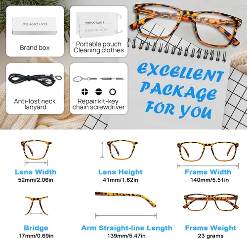 Vista 26 de Lightweight Reading Glasses Men Women Square Spring Hinges Readers 1.00 1.25 1.50 1.75 2.00 2.25 2.50 2.75 3.00