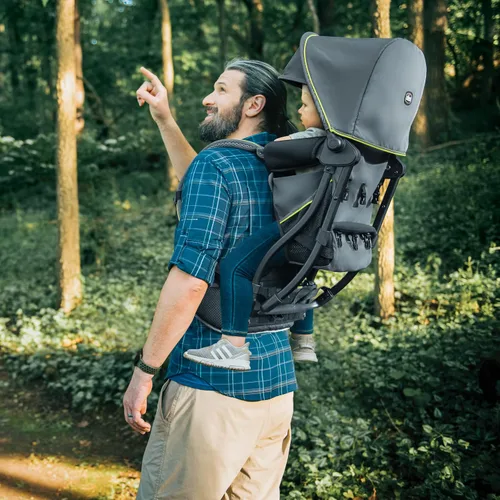 Vista 3 de Chicco SmartSupport Mochila portadora con marco de aluminio, mochila ligera para bebé, solar/gris