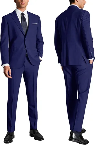 Vista 4 de Datysum Traje de 2 piezas para hombre de boda, esmoquin, chaqueta de baile de graduación, trajes ajustados de dos botones, vestido de boda, chaqueta