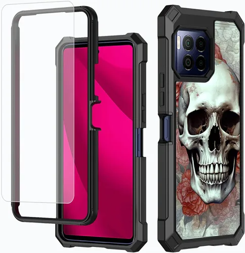Vista 20 de Funda para T-Mobile Revvl 7 de 6.6 pulgadas con protector de pantalla, policarbonato duro de doble capa resistente y TPU suave a prueba de golpes