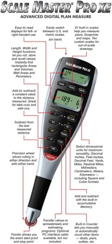 Vista 3 de Calculated Industries 6135 Scale Master Pro XE, medidor de planos digital avanzado para despegues de planos en modelos impresos 91 escalas