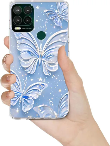 Vista 8 de Paquete de 2 fundas elegantes con purpurina de mariposa para Moto G Stylus 5G 2021, delgada y suave TPU de lujo, a prueba de golpes, para adultos