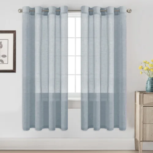 Vista 71 de H.VERSAILTEX Cortinas de lino de mezcla natural para sala de estar/cortinas de lino semitransparentes reductoras de luz de 54 pulgadas de largo