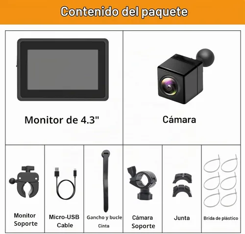 Vista 8 de Cámara de visión trasera para bicicleta, 115°, sin distorsión, 1080P Plug & Play