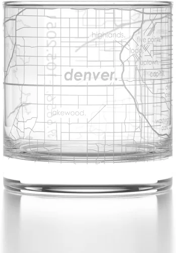 Vista 143 de Well Told Vaso de rocas grabado con mapa de Akron, Ohio, cristalería estilo antiguo (325ml, transparente) Vaso de bourbon grabado, regalos
