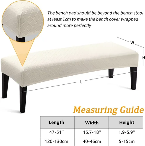 Vista 3 de Fuloon - Funda impermeable para banco de comedor, funda extraíble para banco lavable, protector de asiento para banco para sala de estar, Beige