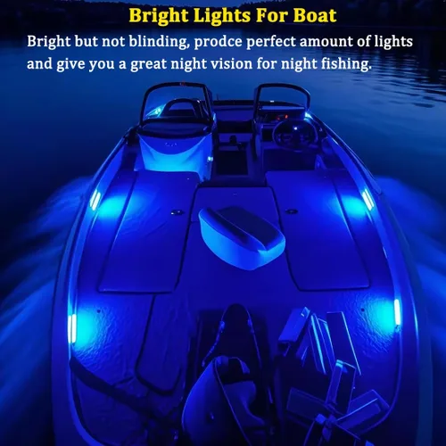 Vista 3 de Boaton Luces LED para pesca nocturna marina, luces interiores de cortesía para barco, sin necesidad de perforar, azul