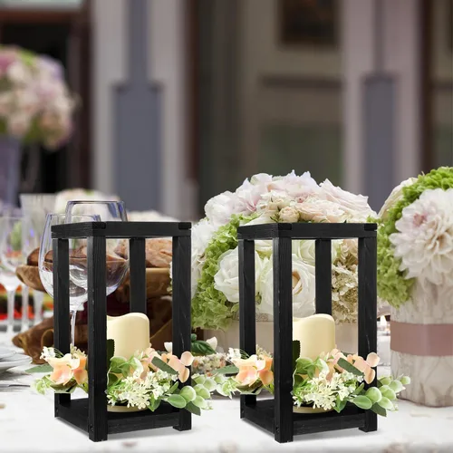 Vista 4 de Hushee Juego de 60 velas de madera para centros de mesa de boda, color Negro