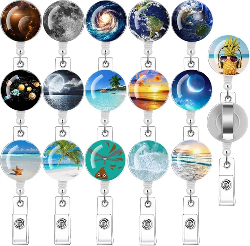 Vista 8 de Paquete de 16 carretes de insignia para enfermeras con soporte retráctil para tarjetas de identificación con clip #1-16pack multicolor